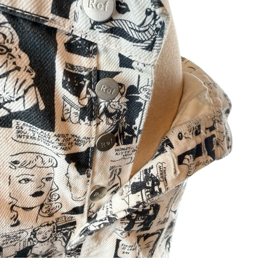 Reformation Newsprint Graphic Pants Black White Comic Print Jeans Size 29 Y2K - Picture 6 of 12